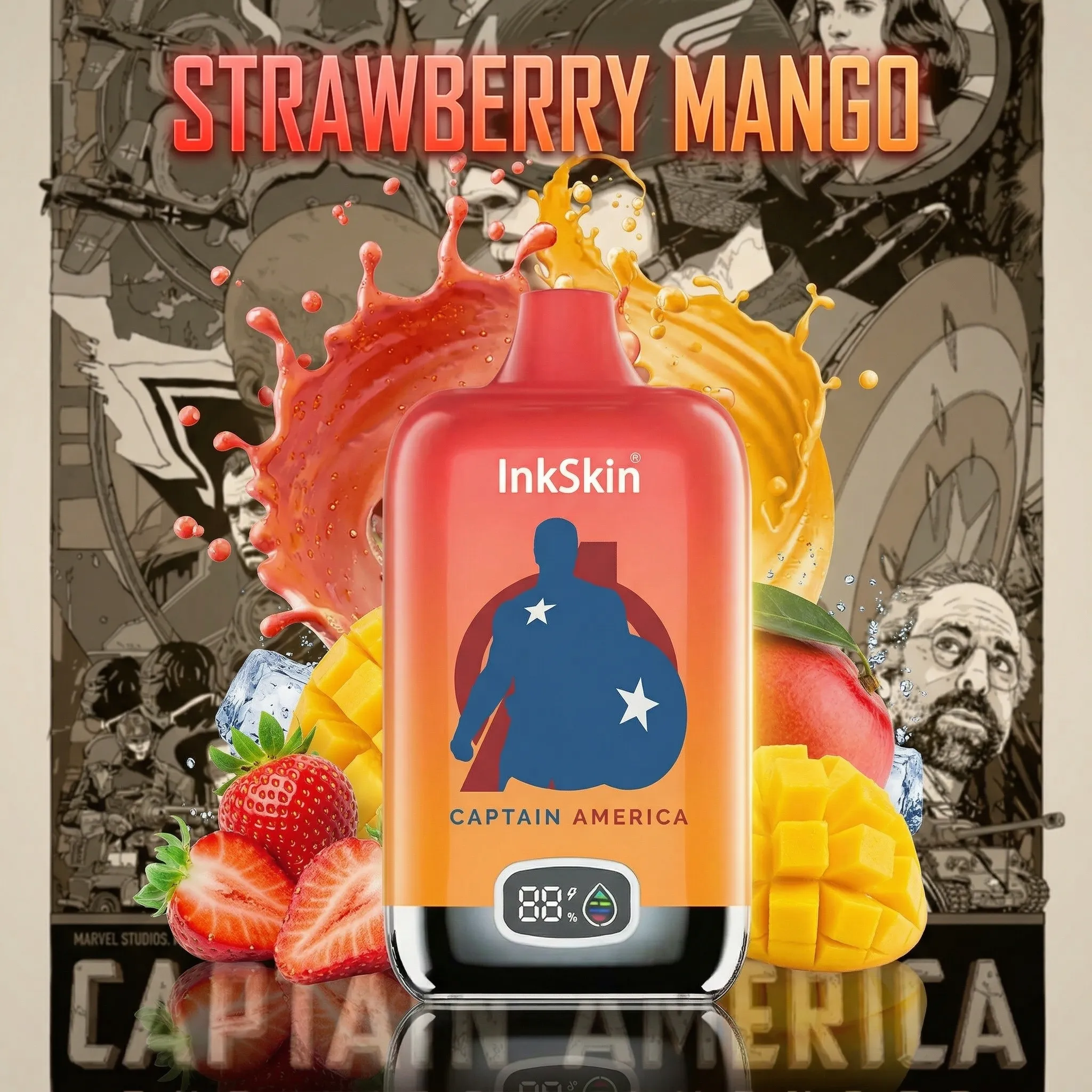 captain america - ⭐InkSkin Digital Box 12000 Puffs - 10+ Flavour Choices ???
