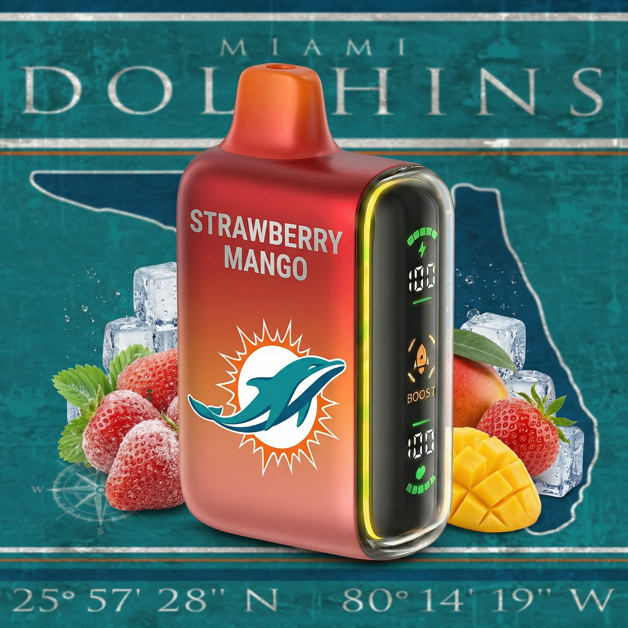 Miami Dolphins - ?InkSkin Pulse 15000 Puffs new - 10+ Flavour Choices ???