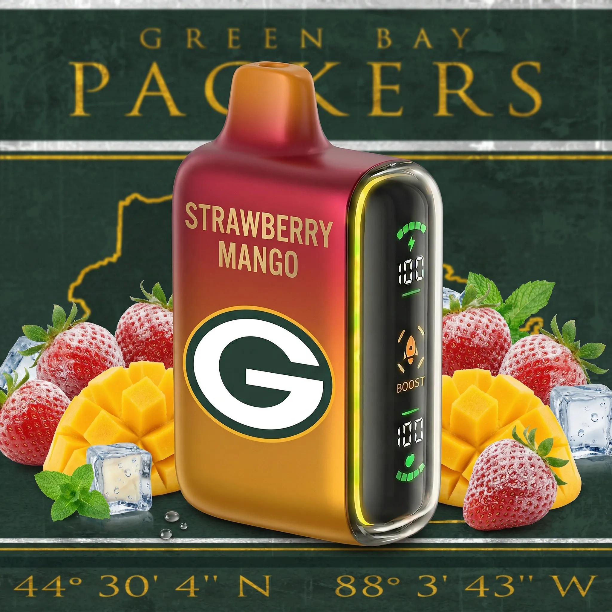 Green Bay Packers - ?InkSkin Pulse 15000 Puffs new - 10+ Flavour Choices ???