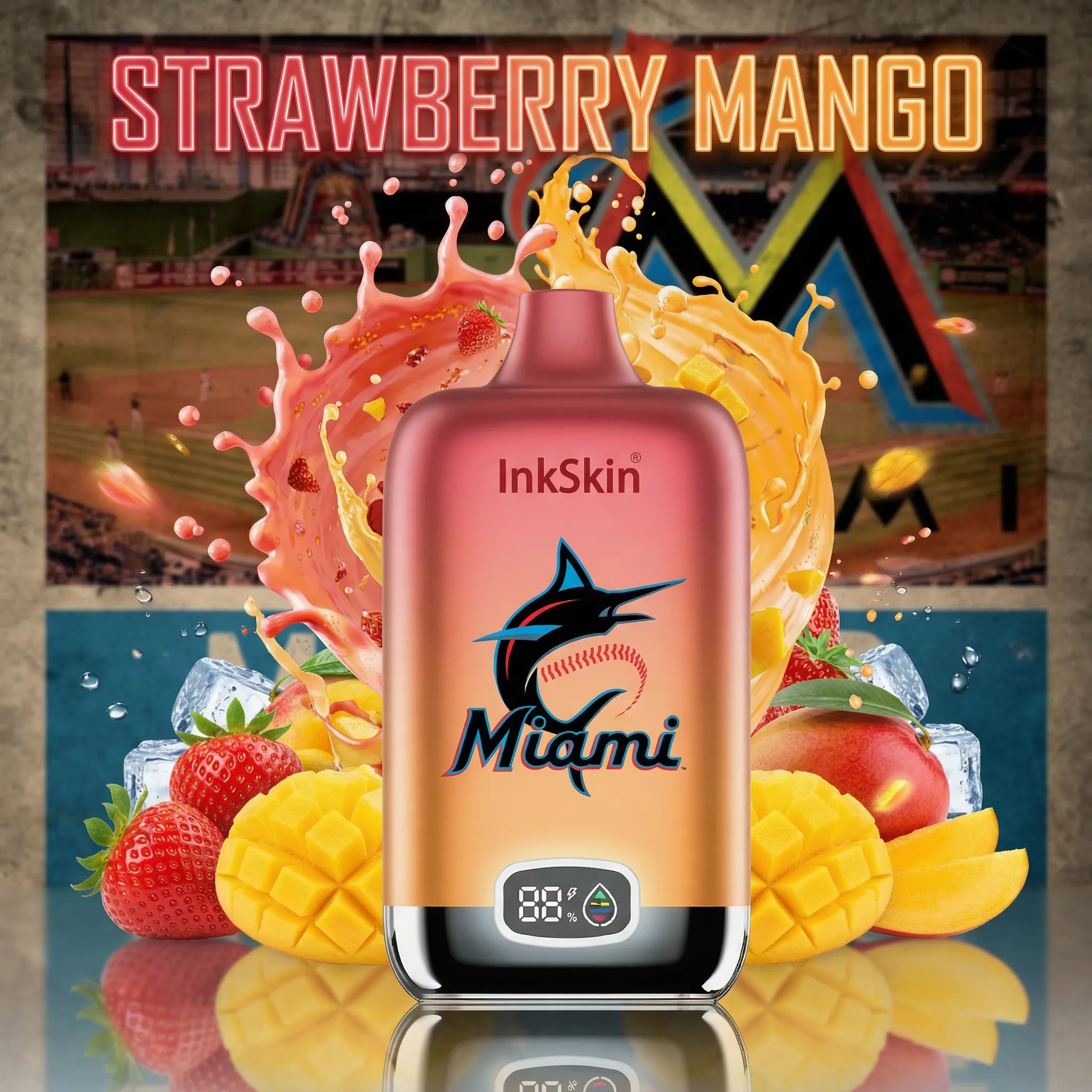 Miami Marlins - ⭐InkSkin Digital Box 12000 Puffs - 10+ Flavour Choices ???