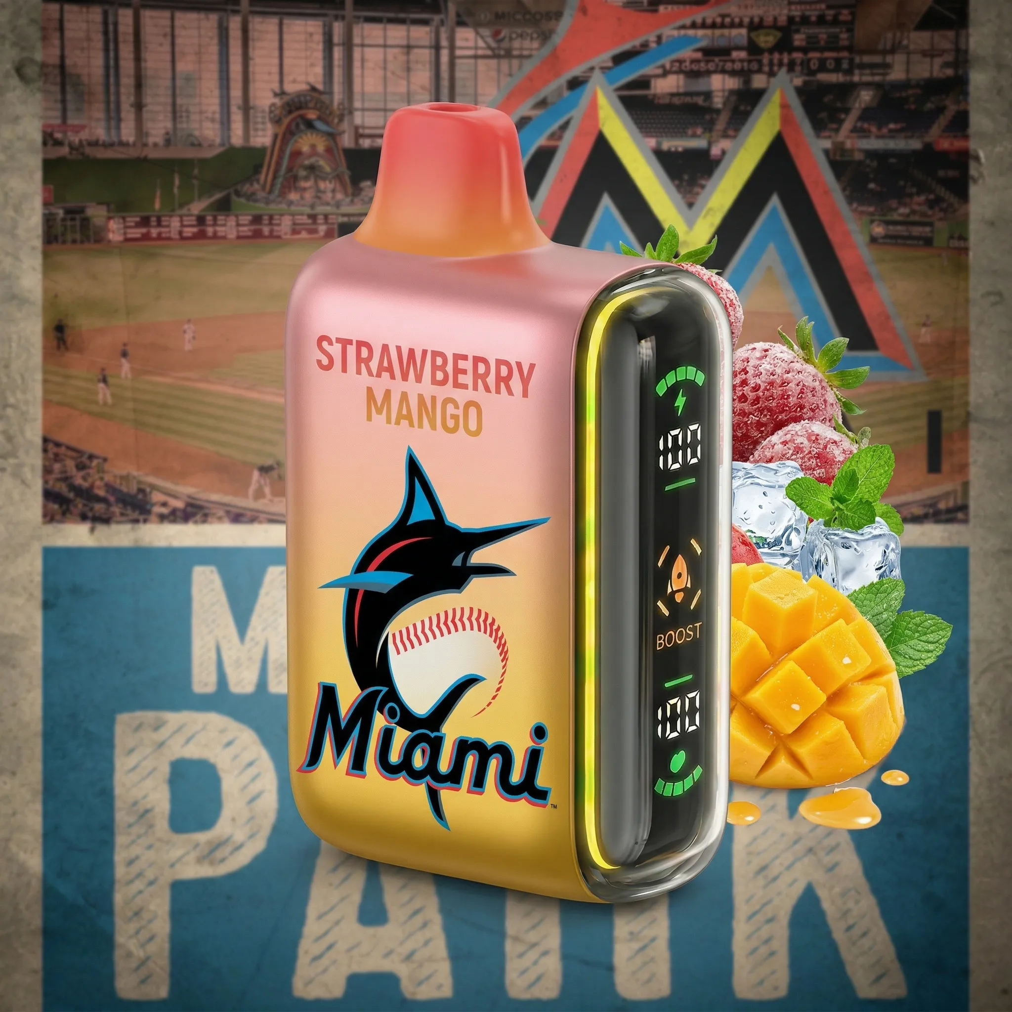 Miami Marlins - ?InkSkin Pulse 15000 Puffs new - 10+ Flavour Choices ???