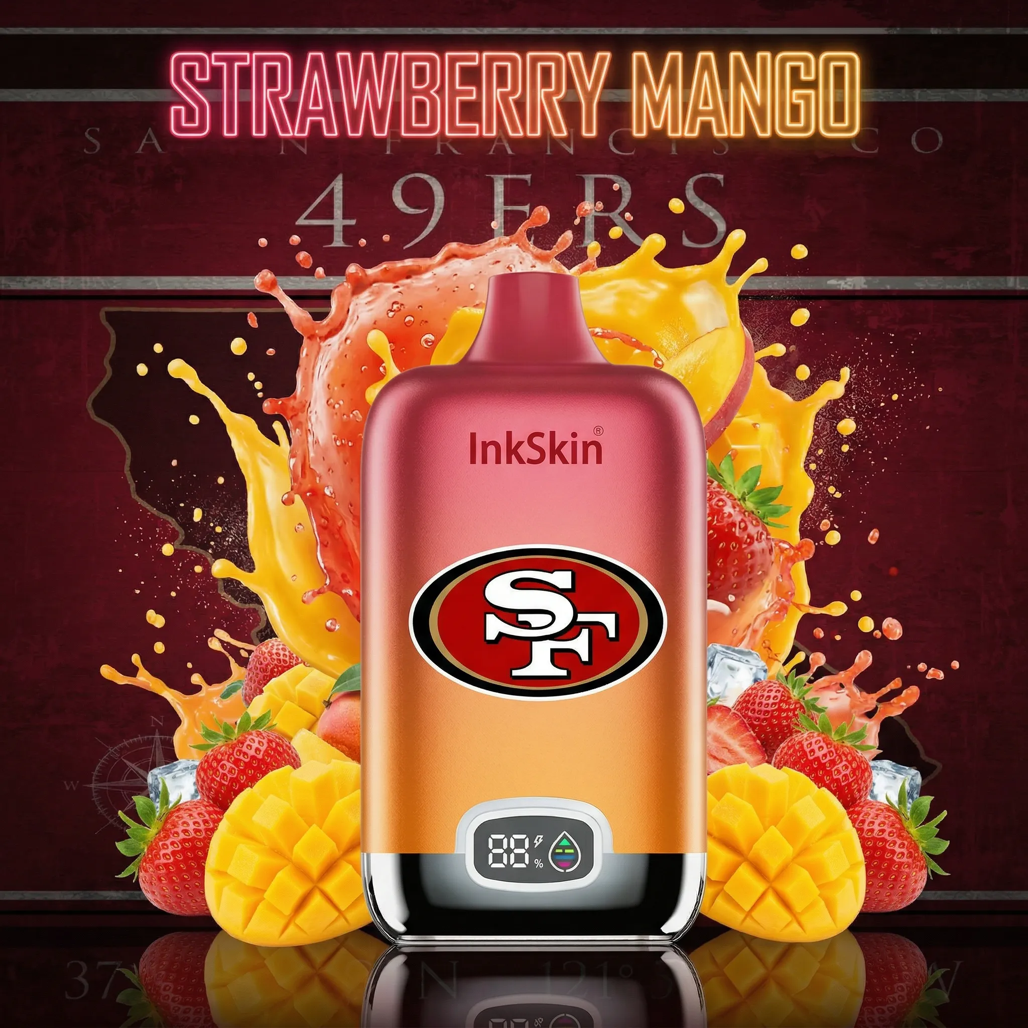 San Francisco 49ers - ⭐InkSkin Digital Box 12000 Puffs - 10+ Flavour Choices ???