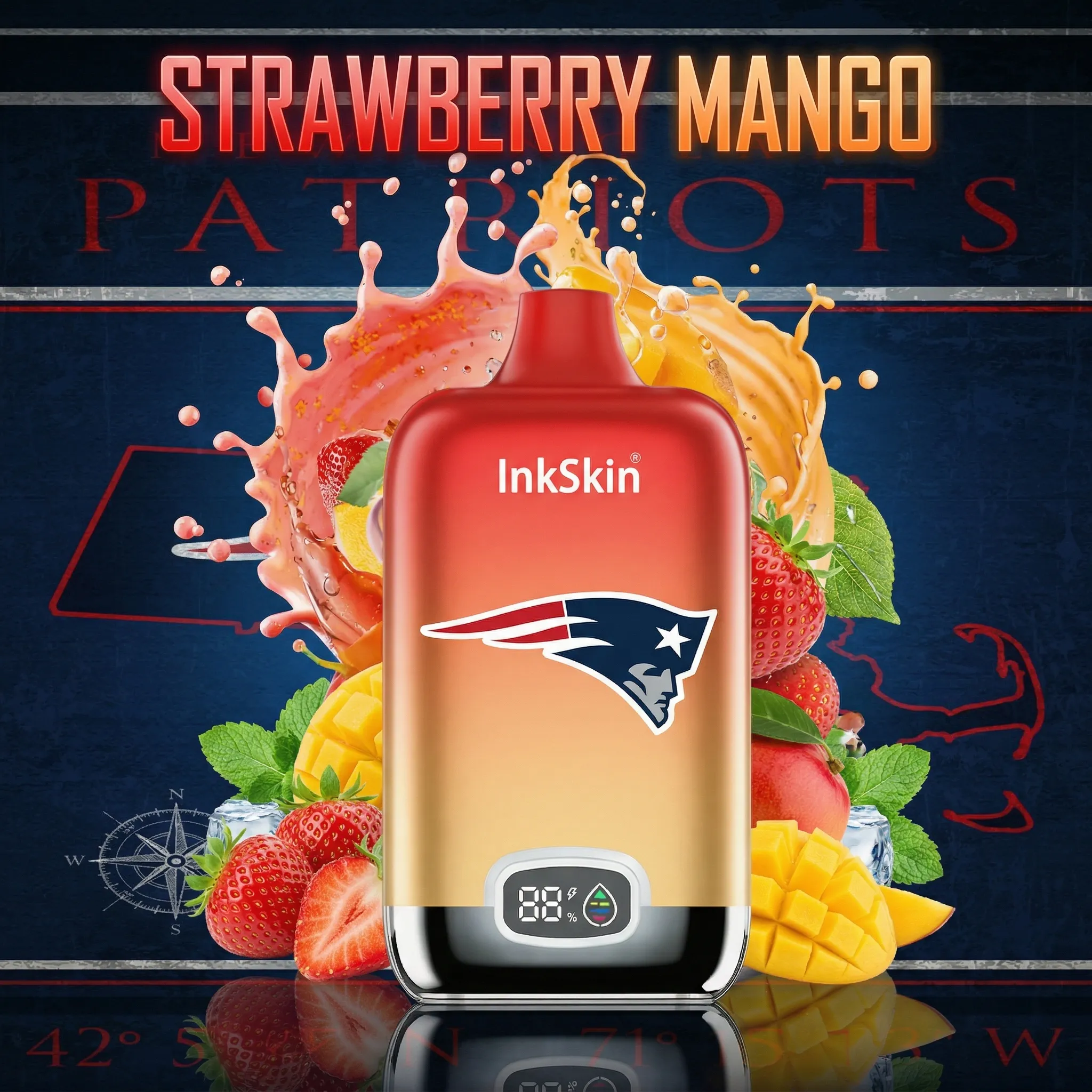 New England Patriots - ⭐InkSkin Digital Box 12000 Puffs - 10+ Flavour Choices ???