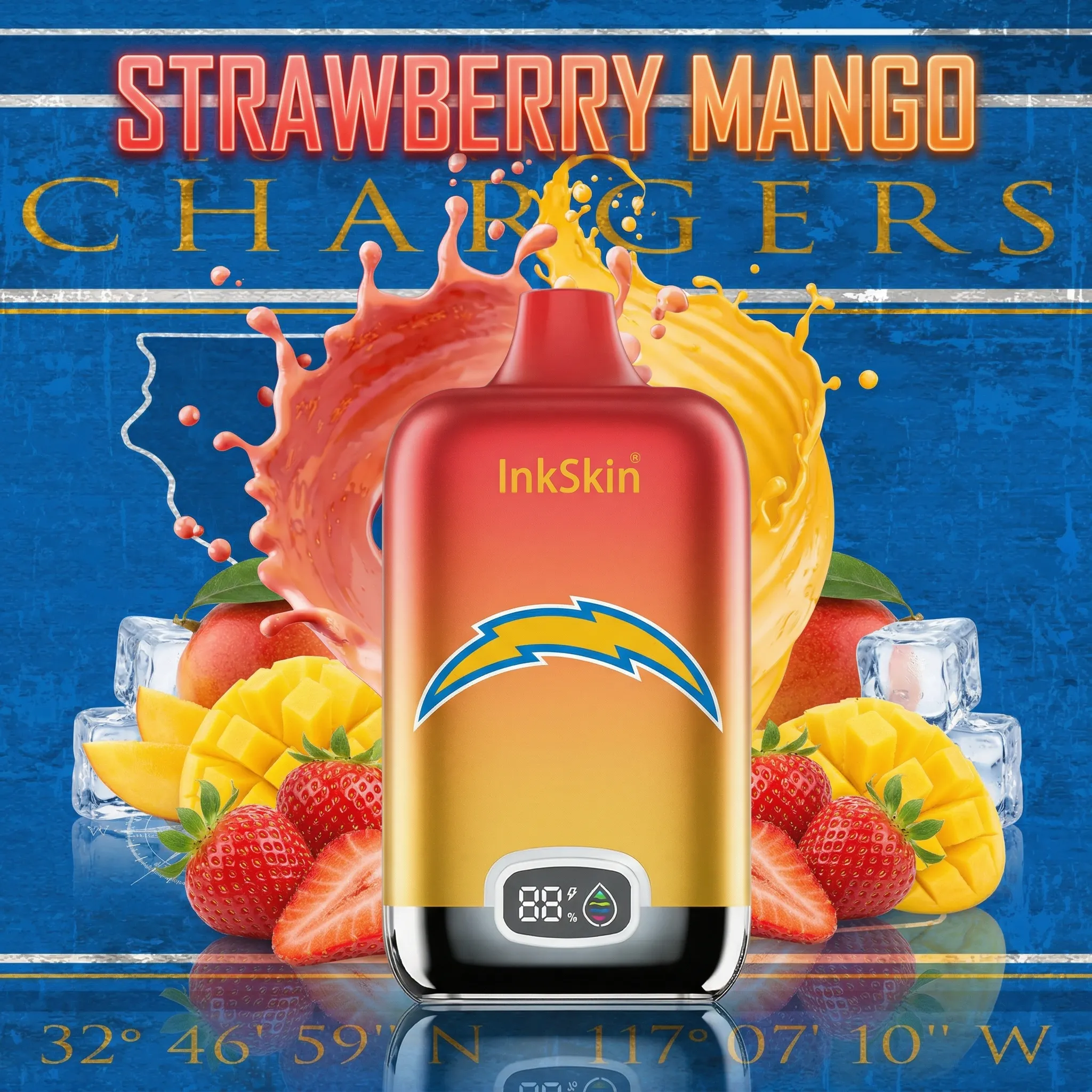 Los Angeles Chargers - ⭐InkSkin Digital Box 12000 Puffs - 10+ Flavour Choices ???