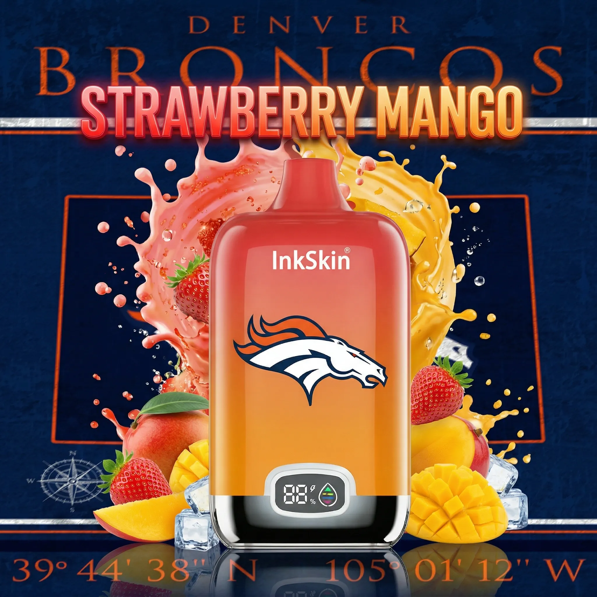 Denver Broncos - ⭐InkSkin Digital Box 12000 Puffs - 10+ Flavour Choices ???