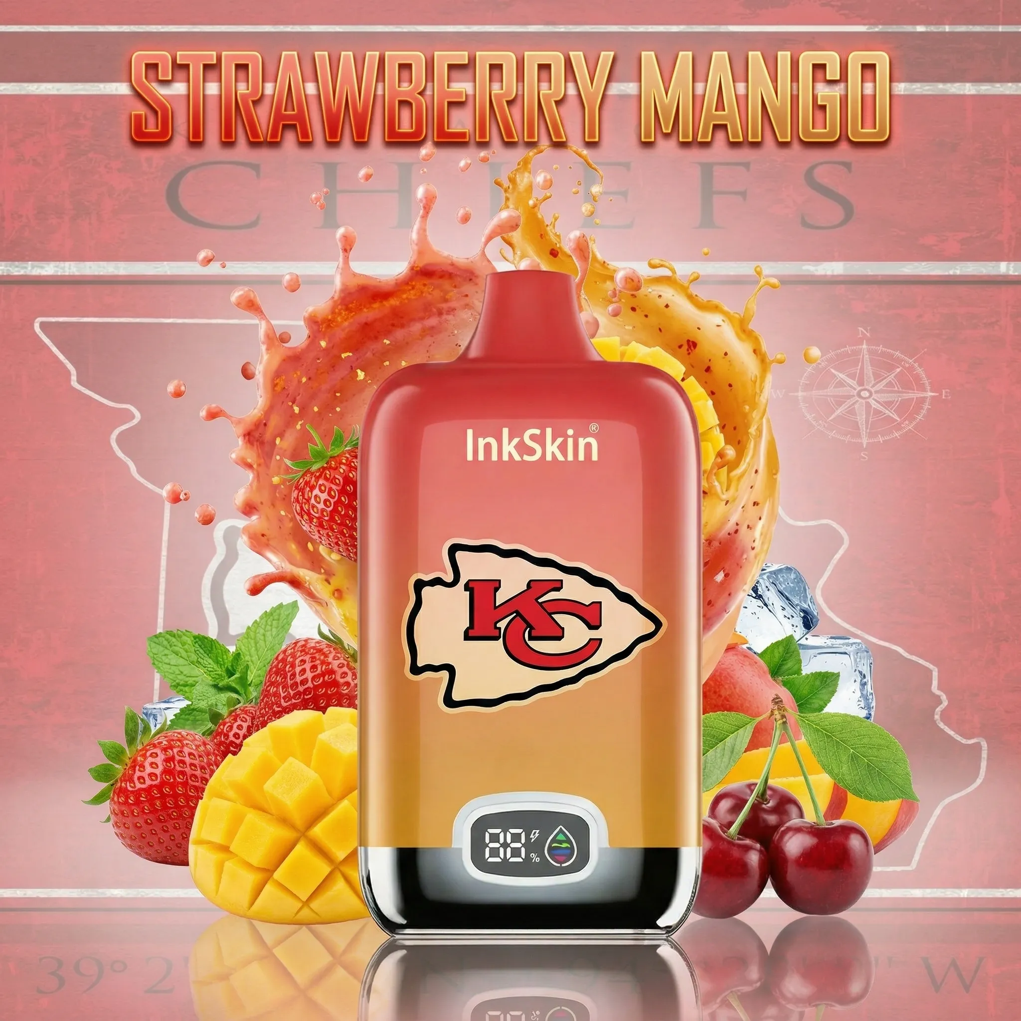 Kansas City Chiefs - ⭐InkSkin Digital Box 12000 Puffs - 10+ Flavour Choices ???