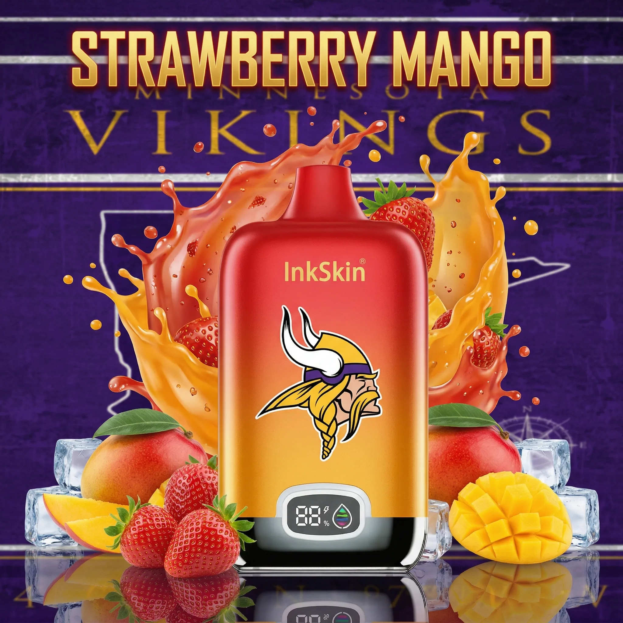 Minnesota Vikings - ⭐InkSkin Digital Box 12000 Puffs - 10+ Flavour Choices ???