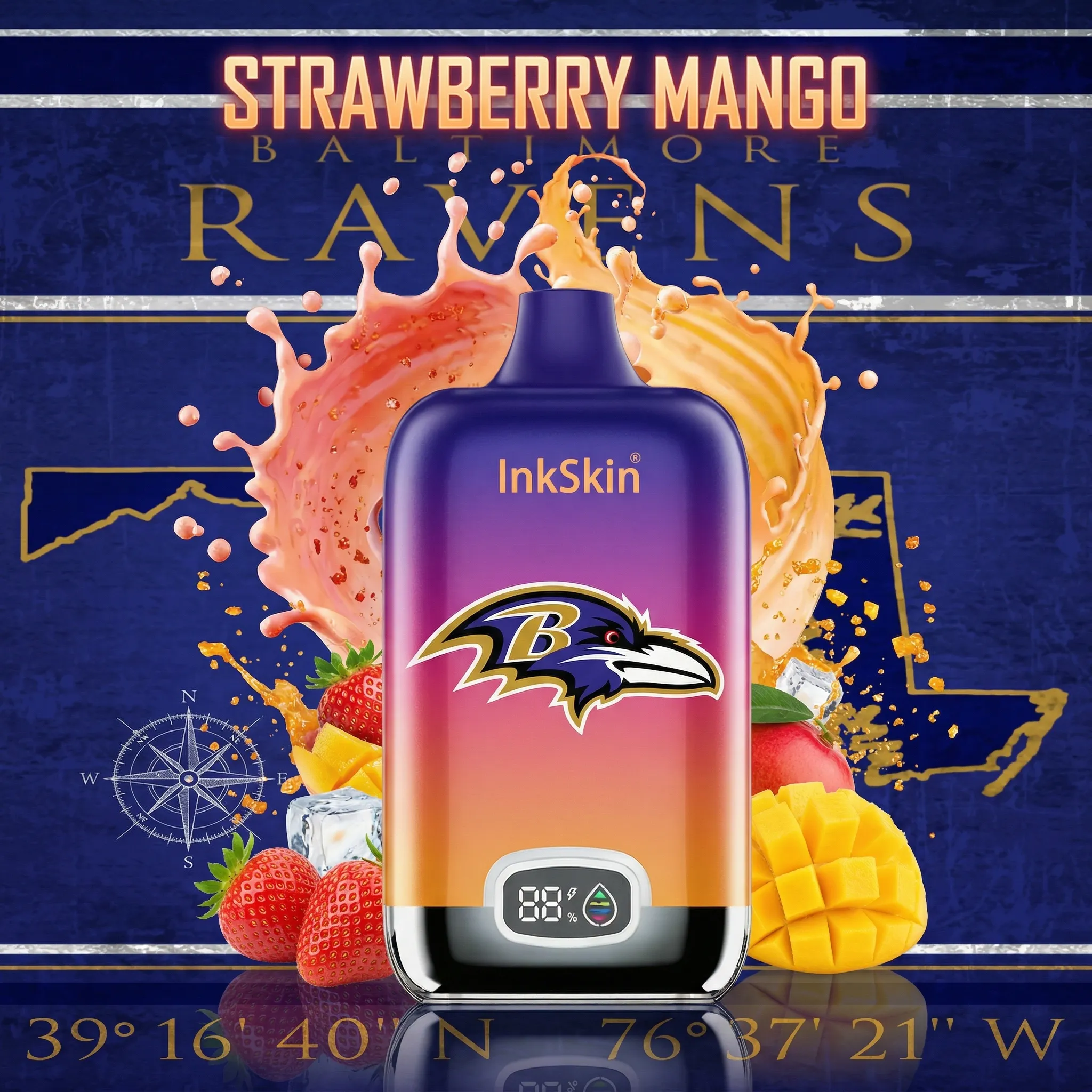 Baltimore Ravens - ⭐InkSkin Digital Box 12000 Puffs - 10+ Flavour Choices ???