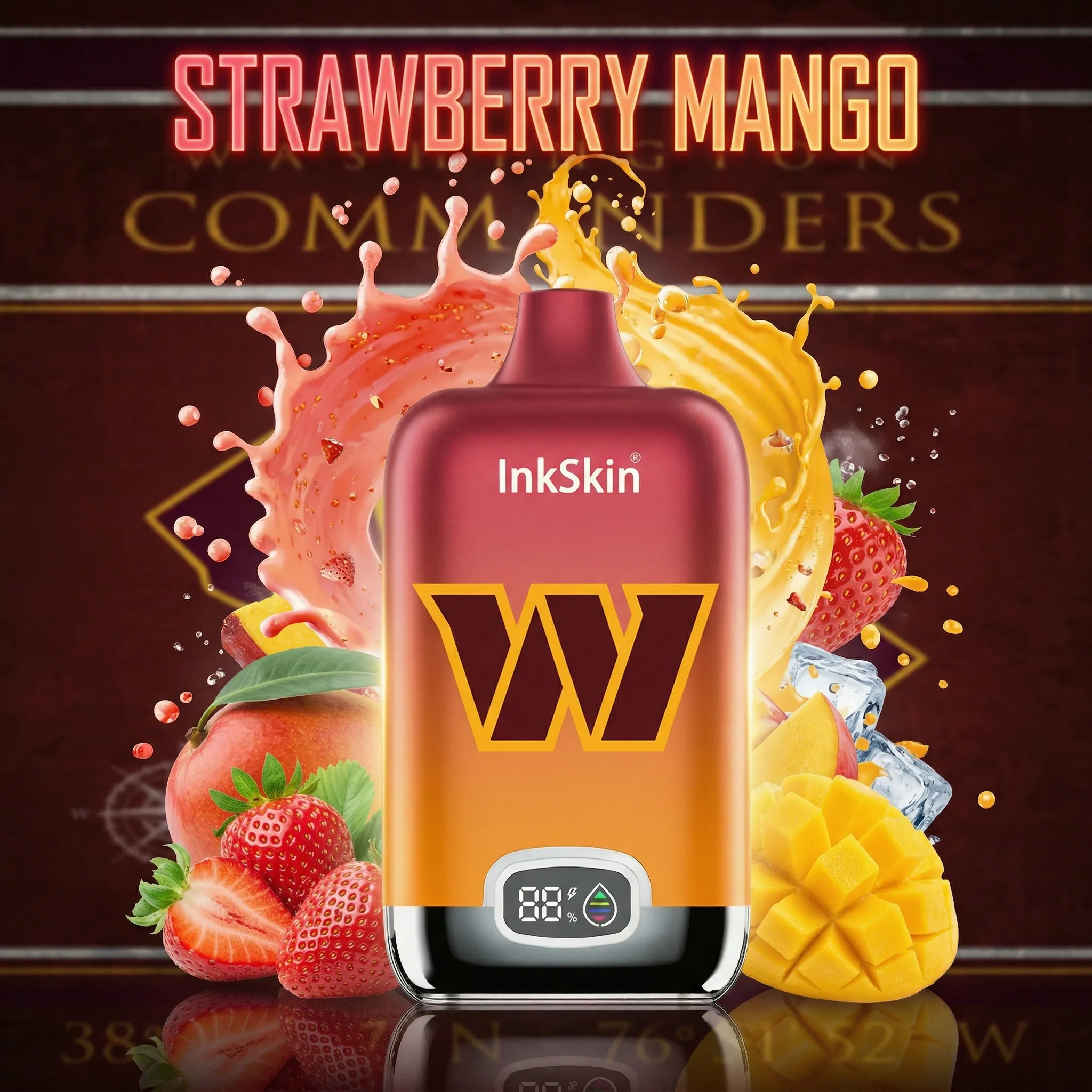 Washington Redskins - ⭐InkSkin Digital Box 12000 Puffs - 10+ Flavour Choices ???