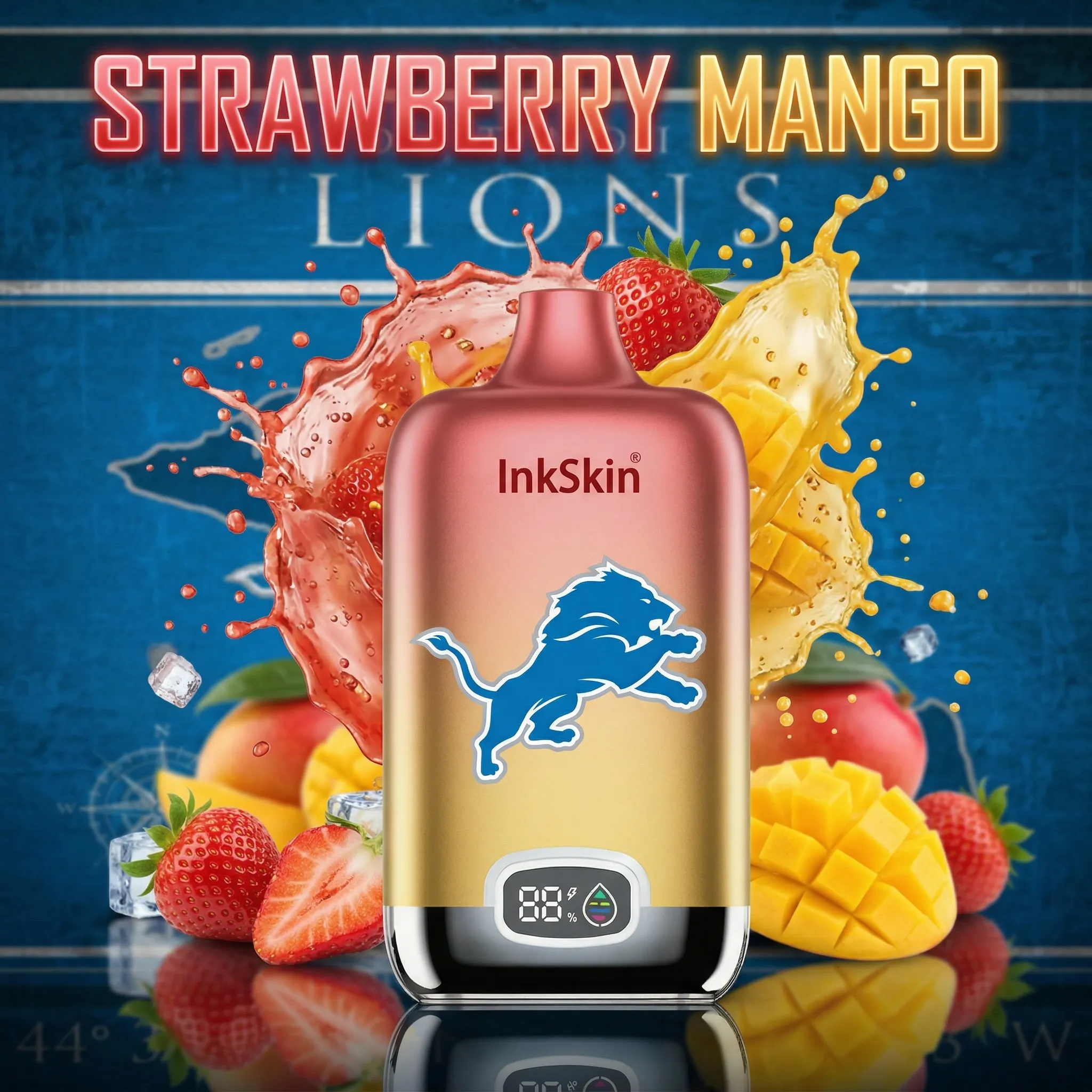 Detroit Lions - ⭐InkSkin Digital Box 12000 Puffs - 10+ Flavour Choices ???
