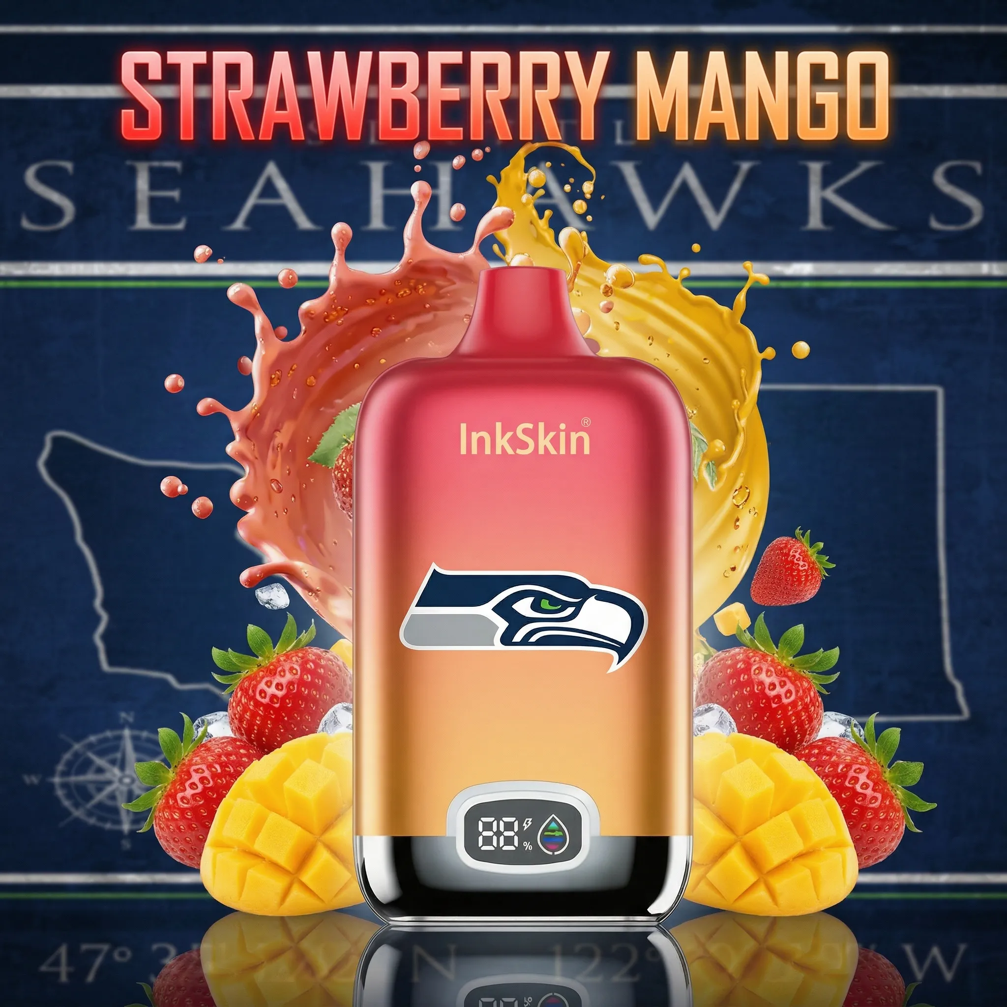 Seattle Seahawks - ⭐InkSkin Digital Box 12000 Puffs - 10+ Flavour Choices ???