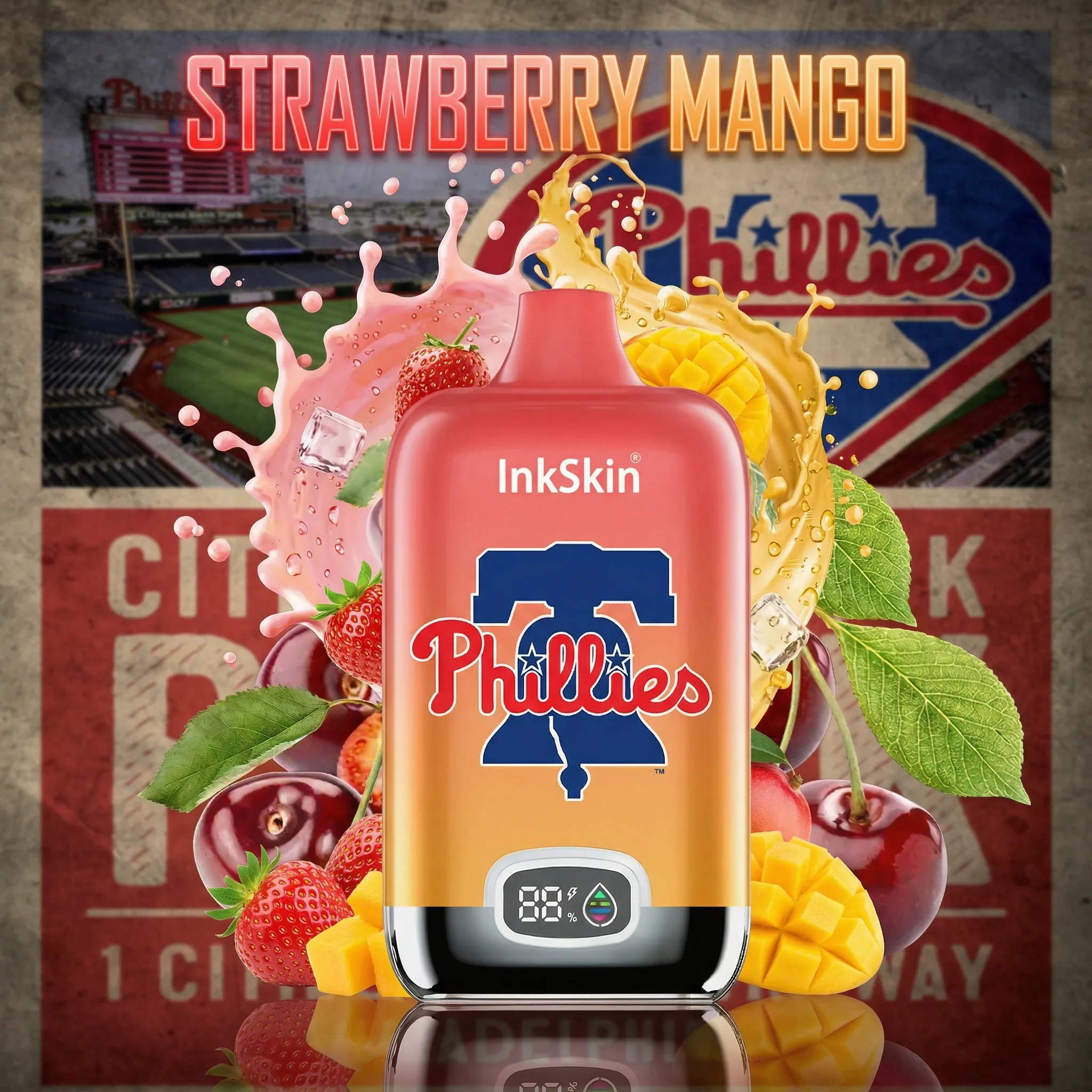 Philadelphia Phillies - ⭐InkSkin Digital Box 12000 Puffs - 10+ Flavour Choices ??? Philadelphia Phillies - ⭐InkSkin Digital Box 12000 Puffs - 10+ Flavour Choices ???