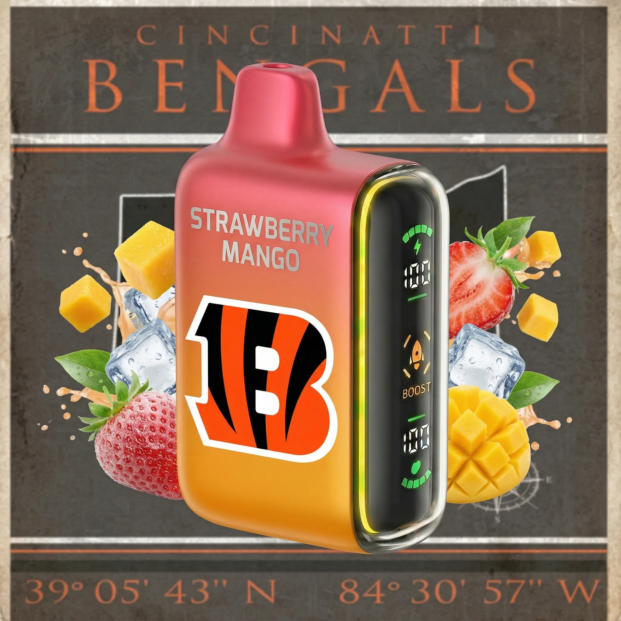 Cincinnati Bengals - ?InkSkin Pulse 15000 Puffs new - 10+ Flavour Choices ???
